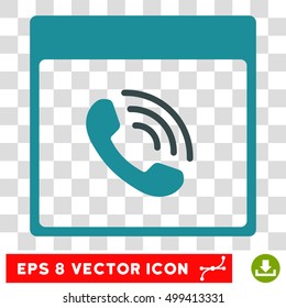 Vector Phone Call Calendar Page EPS vector icon. Illustration style is flat iconic bicolor soft blue symbol on a transparent background.