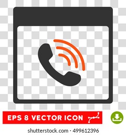 Vector Phone Call Calendar Page EPS vector pictograph. Illustration style is flat iconic bicolor orange and gray symbol on a transparent background.