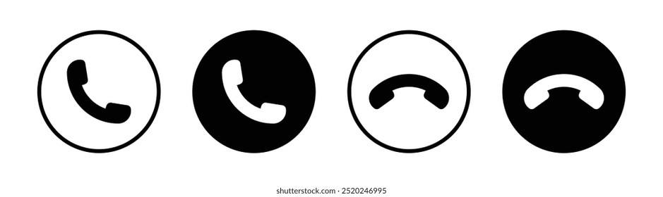 Vector Phone Call Icon Set. Answer And Decline Call Phone Button