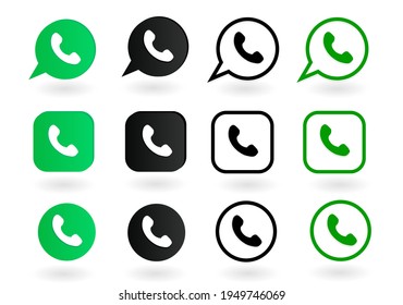 Iconos de llamadas telefónicas vectoriales. Burbuja de discurso. Teléfono. Dispositivo móvil, gadget de smartphone. Signo de mensaje Sms.
Ilustración plana aislada en fondo blanco.