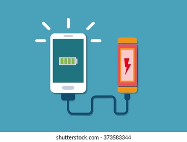 Vector of phone charging and Power bank