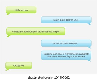 Vector phone chat bubbles in green and blue colors