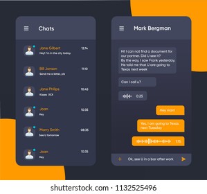 Vector phone chat interface. Message boxes. Speech bubble interface. UI UX interface in flat style for mobile application. EPS 10