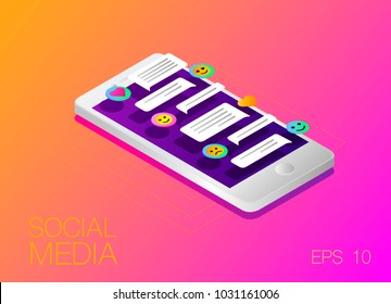 Vector phone chat interface. Sms messages. Vector illustration.