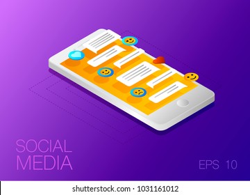 Vector phone chat interface. Sms messages. Vector illustration.