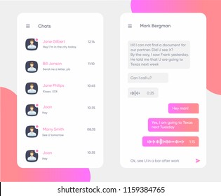 Vector phone chat interface. Sms messages. Speech bubbles. Short message service bubbles. EPS 10