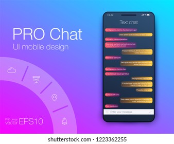 Vector phone chat interface. Sms messages. Speech bubbles. Short message service bubbles