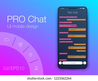 Vector phone chat interface. Sms messages. Speech bubbles. Short message service bubbles