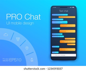 Vector phone chat interface. Sms messages. Speech bubbles. Short message service bubbles