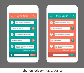 Vector phone chat interface. Sms messages. Speech bubbles. Short message service bubbles. Flat interface