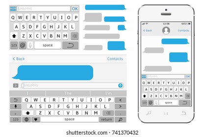 Vector phone chat interface. Sms messenger.