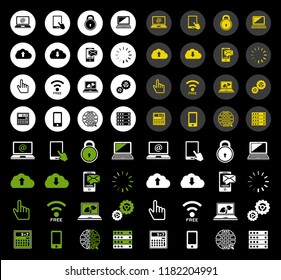 vector phone and computer icons - mobile technology illustrations - internet communication symbols