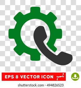 Vector Phone Configuration Gear EPS vector pictograph. Illustration style is flat iconic bicolor green and gray symbol on a transparent background.