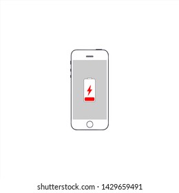 Vector phone design with a charging battery icon. A phone in a charging mode. Phone icon displaying charging. smart phone vector icon charging. battery icon on smart phone display