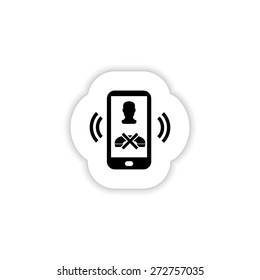 Vector Phone end call icon on a white background with shadow 