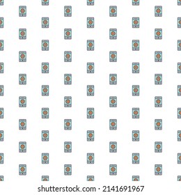 Vector phone with gear, smartphone repair, mobile development pattern with various icons.