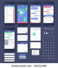 Vector Phone GUI Template for Ai. Wireframe UI Kit.
