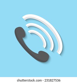 Vector phone handset flat icon. Eps 10 vector illustration.