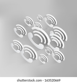 Vector phone handset icon background.