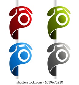 Vector phone icon at the edge of the web page. Symbol Contact us. Button of call center, services.
