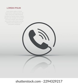 Vector phone icon in flat style. Contact, support service sign illustration pictogram. Telephone, communication business concept.