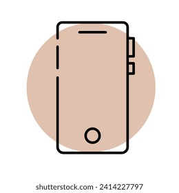Vector phone icon on the background of a beige circle