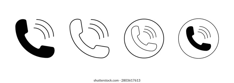 Vector phone icon set featuring telephone symbols for communication interfaces mobile apps websites contact sections customer service systems and modern digital connection design