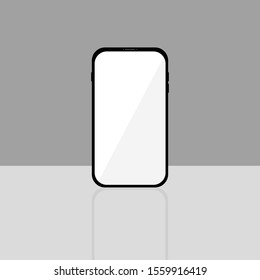Vector phone icon and shadow on gray background.