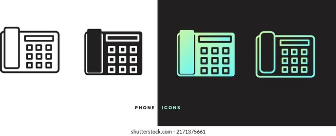 Vector phone icon in solid gradient line style. Isolated on white and black background