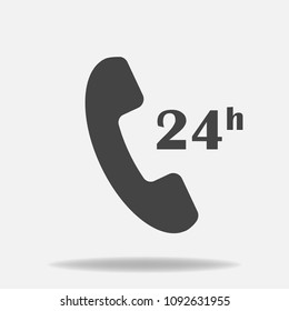 Vector phone icon. Support 24 hours a day. Round the clock. Layers grouped for easy editing illustration.