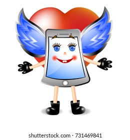 vector phone icon for websites, blogs, flying on the wings of love