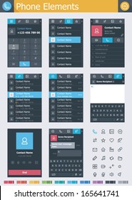 Vector phone interface elements and icons