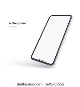 Vector phone isolated on white background. Realistic template. Mock up with empty screen for business presentations.