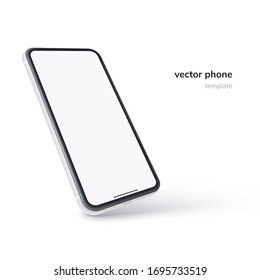 Teléfono vectorial aislado en fondo blanco. Plantilla realista. Muérete con una pantalla vacía para presentaciones de negocios.