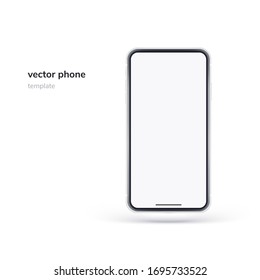Teléfono vectorial aislado en fondo blanco. Plantilla realista. Muérete con una pantalla vacía para presentaciones de negocios.