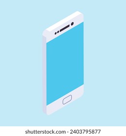 Vector phone isometric flat 3d style template with touchscreen display isolated.