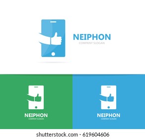 Vector of phone and like logo combination. Mobile and best symbol or icon. Unique social and device logotype design template.