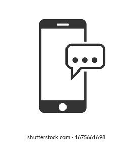 Vector phone message icon design. Phone message icon flat modern style design isolated on white background.