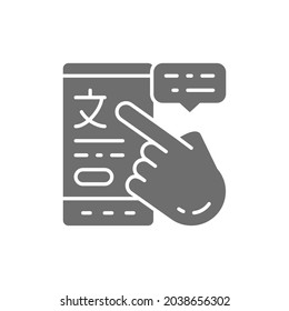Teléfono vector con icono gris de traducción en línea.