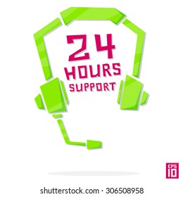 Vector phone operator online 24 hours earphones call center element colorful
