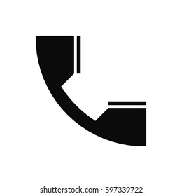 Vector. Phone receiver icon in black color. Abstract sign handset flat design, illustration modern isolated badge for website or app