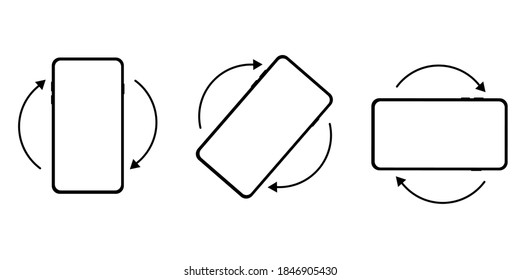 Vector phone rotation icons. Rotate images for a smartphone. Swipe device symbols. Stock image.