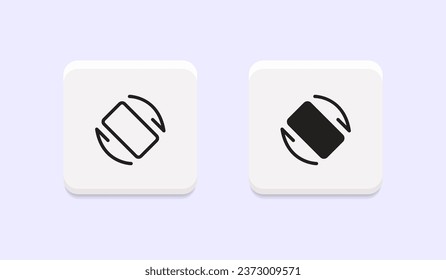 Vector phone rotation symbol in neumorphism buttons or neumorphic style