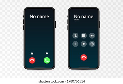 Vector Phone Screen Mockup. Phone Call, Call Interface. Mock Up Phone, Smartphone On An Isolated Background. PNG.