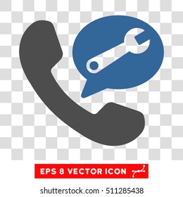 Vector Phone Service Message EPS vector pictograph. Illustration style is flat iconic bicolor cobalt and gray symbol on a transparent background.