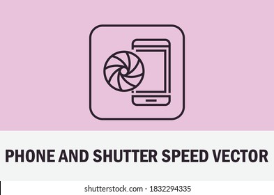 Vector de teléfono e icono de velocidad de obturación. Aislado en un fondo pastel. Para el diseñador.