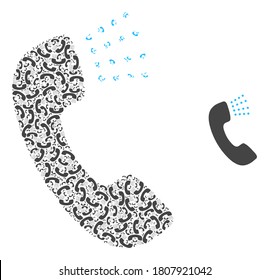 La composición del sonido del teléfono vectorial se forma a partir de elementos de sonido aleatorizados de autoteléfono. Mosaico fractal del sonido del teléfono.