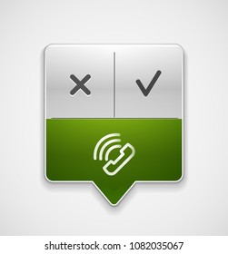Vector phone support web button, digital technology concept, old phone icon
