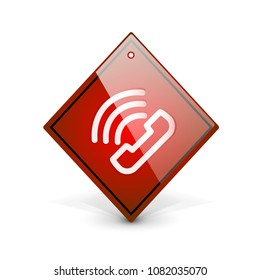 Vector phone support web button, digital technology concept, old phone icon