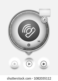 Vector phone support web button, digital technology concept, old phone icon